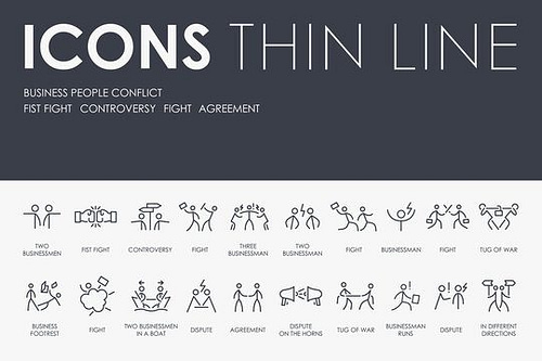 BUSINESS PEOPLE CONFLICT Thin Line Icons