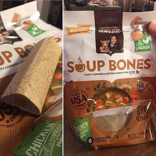 Rachael Ray Nutrish Soup Bones. Tasty longer lasting chews for dogs. Chicken and veggies flavor. Wid