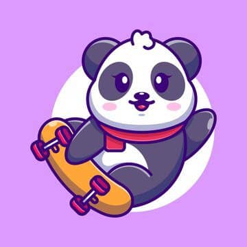 Cute panda play skateboard cartoon