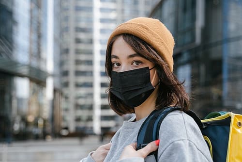 Woman Wearing a Face Mask