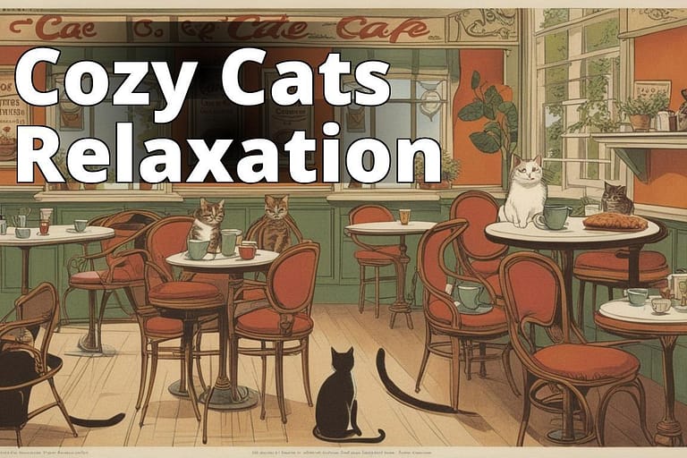 The featured image should contain a cozy café interior with cats lounging around