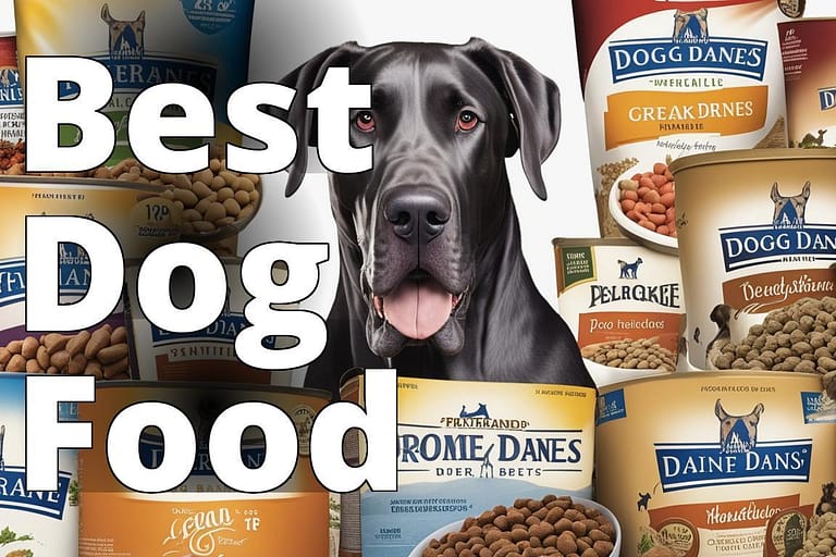The featured image should contain a variety of high-quality dog food brands suitable for Great Danes